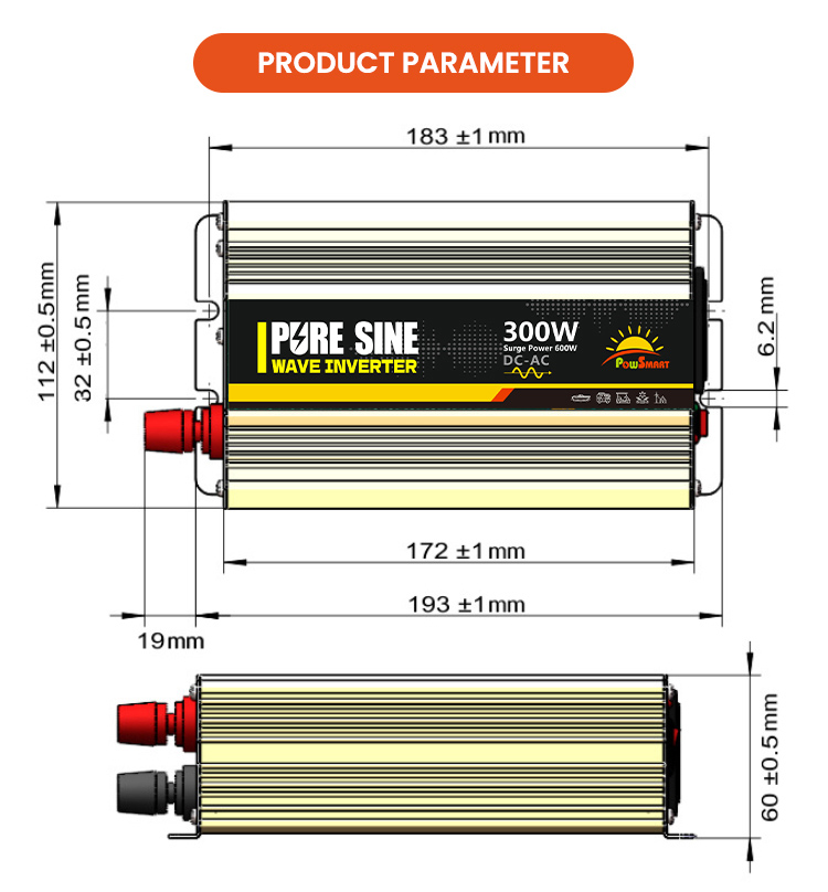 300W DC 12V 24V 48V  AC 110V 220V Solar Power Inverter